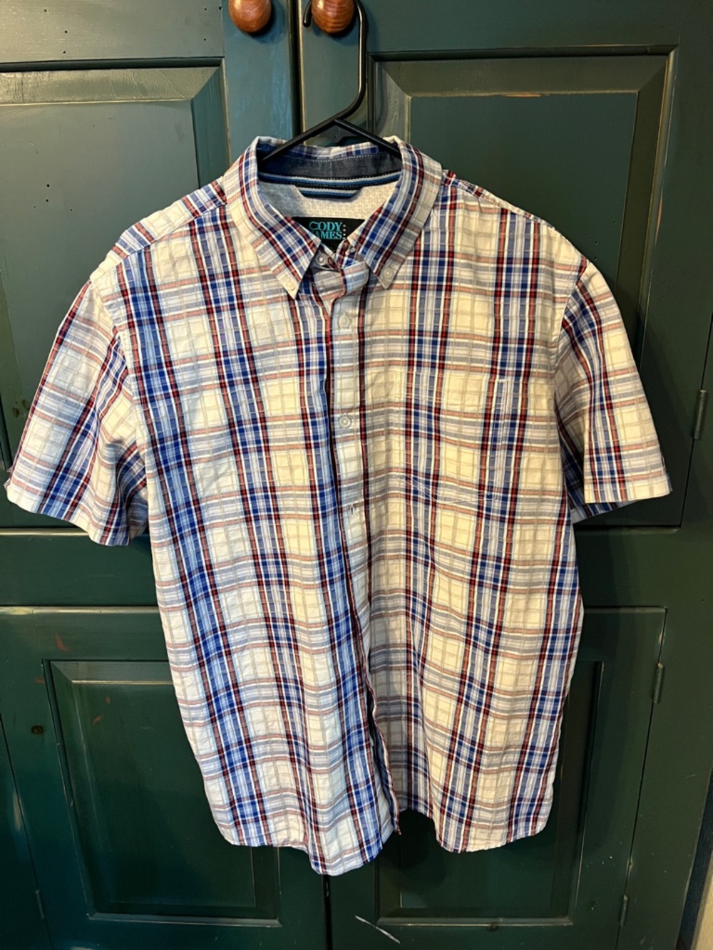 Cody James Short-Sleeve Plaid Button-Down Shirt - White & Blue